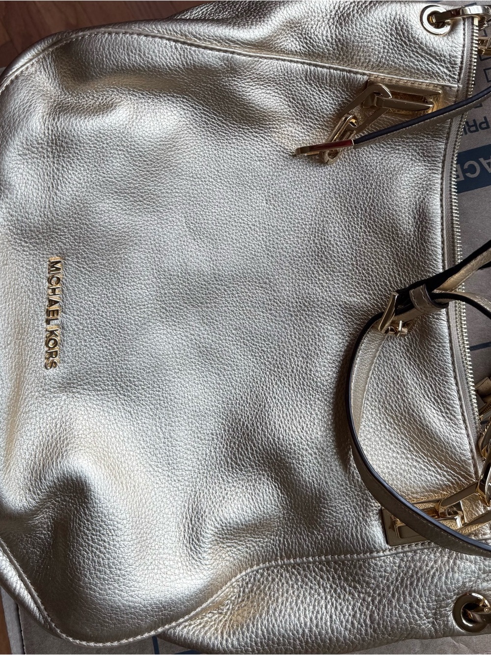 Michael Kors Metallic Gold Shoulder Bag with Gold Hardware